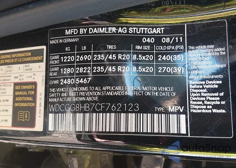 2012 Mercedes-Benz Glk 350 4Matic z USA, uszkodzony, nr VIN WDCGG8HB7CF762123